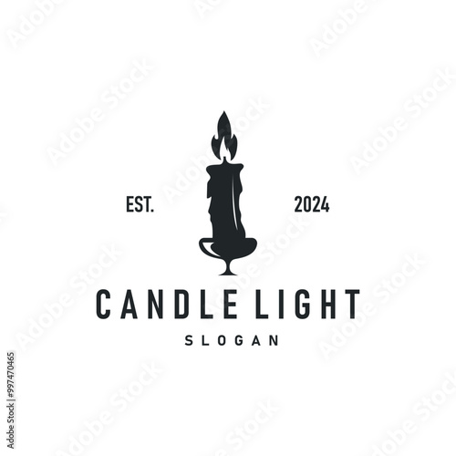 candle logo design concept template illustration simple traditional candle light