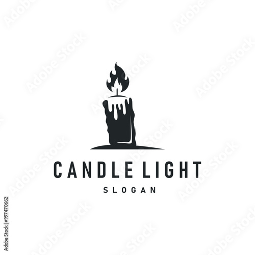 candle logo design concept template illustration simple traditional candle light