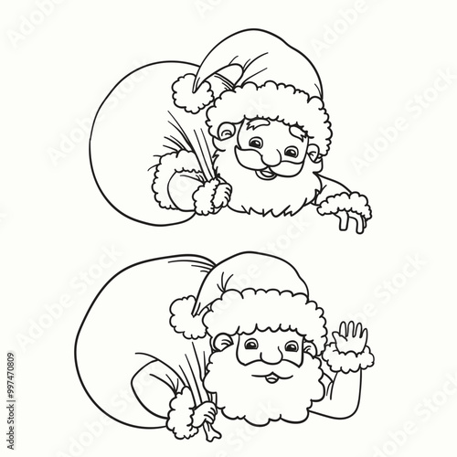 santa claus and santa claus vector illustration for coloring book
