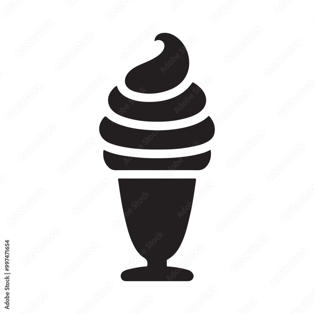 Elegant Fluid Ice Cream Logo Icon Template - Black Silhouette Vector of a Flowing Cone Ice Cream, Ideal for Branding, Menu Design, and Dessert-Themed Illustrations with a Clean, Contemporary Style. Elegant Fluid Ice Cream Logo Icon Template - Black Silhouette Vector of a Flowing Cone Ice Cream, Ideal for Branding, Menu Design, and Dessert-Themed Illustrations with a Clean, Contemporary Style.