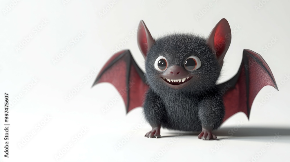 Cute cartoon bat with big eyes and a wide smile. Cute cartoon bat with big eyes and a wide smile.