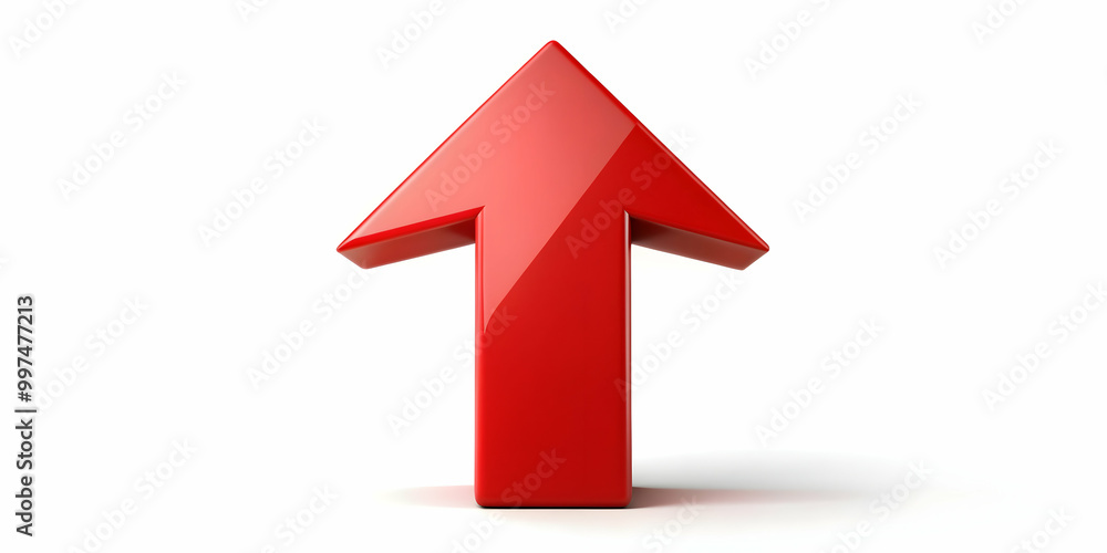 Abstract red arrow pointing upwards on a white background, abstract, red, arrow, direction, upward, growth, progress, success Abstract red arrow pointing upwards on a white background, abstract, red, arrow, direction, upward, growth, progress, success