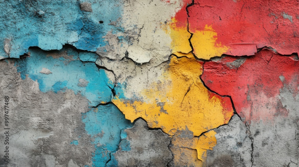 Obraz premium A painted wall with subtle textures and minor cracks, perfect for use as an artistic background.