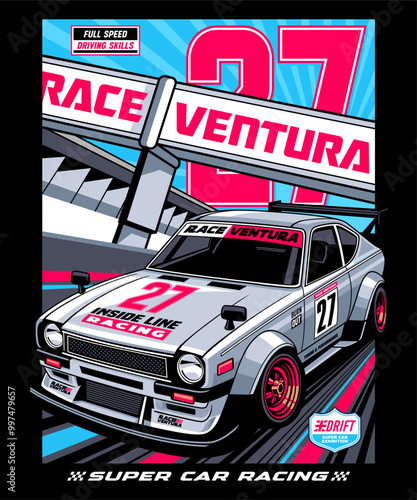 Race Ventura Super Car Racing Illustration Design