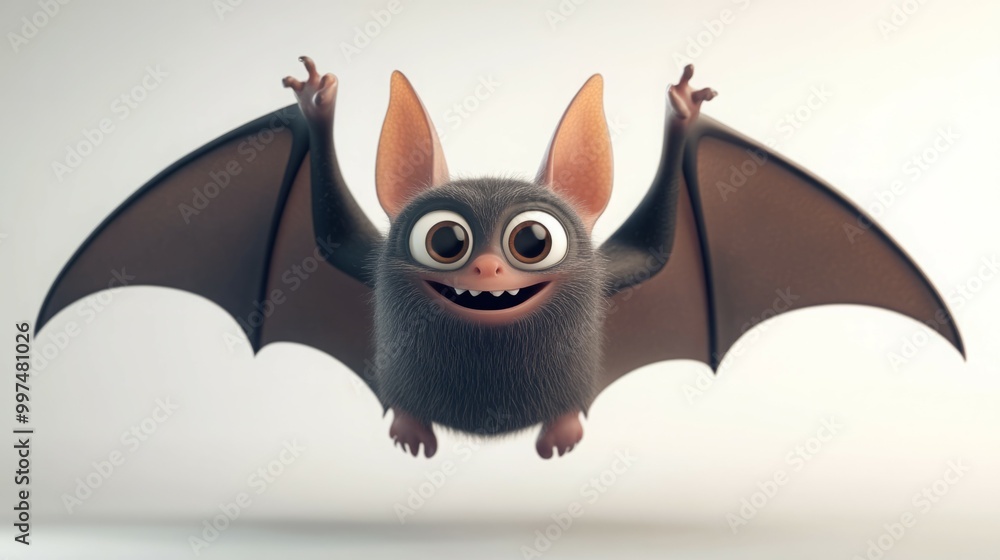 Cute cartoon bat with big eyes and a smile. Cute cartoon bat with big eyes and a smile.