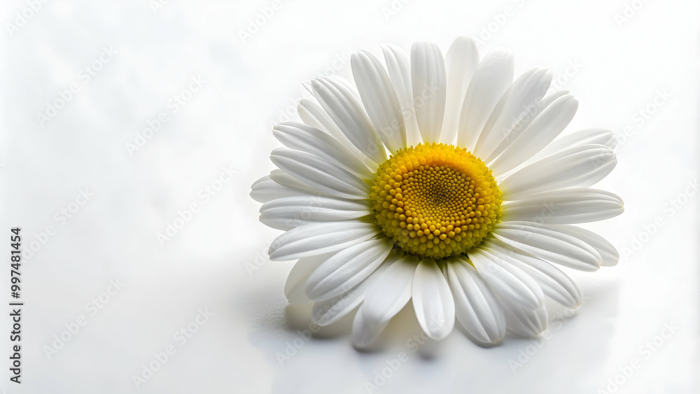 Obraz premium Isolated daisy petal on white background, daisy, petal, flower, white, isolated, bright, nature, fresh, delicate, spring