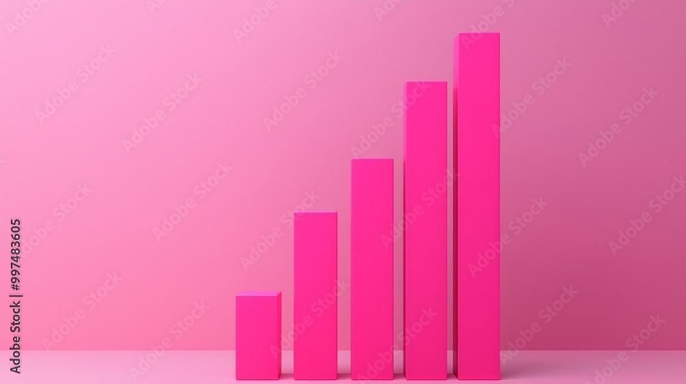 Financial Growth Bar Graph in Pink Background Financial Growth Bar Graph in Pink Background