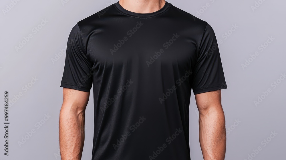 Black T Shirt Mockup for Men s Clothing Design Front View Black T Shirt Mockup for Men s Clothing Design Front View