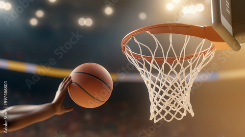 Wallpaper Mural An image of a basketball going through a hoop after a rebound. Torontodigital.ca