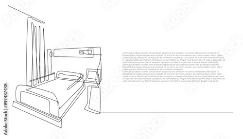 continuous line drawing of hospital bed.single line of hospital patient bed.isolated white background