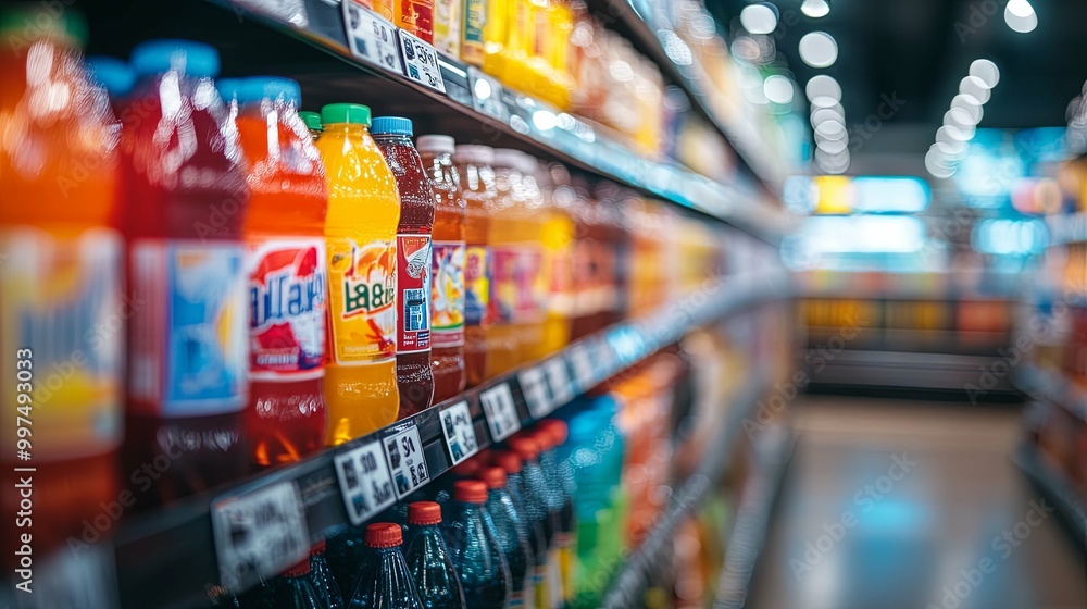 Aisle of Beverages on a Supermarket Shelf Aisle of Beverages on a Supermarket Shelf