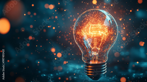 A bright light bulb represents the future of technology, where innovation sparks creative ideas.