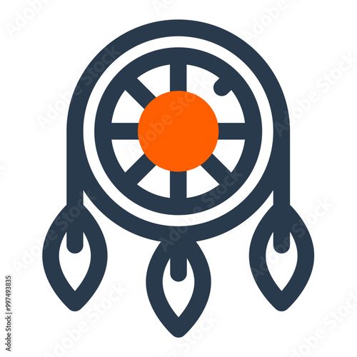 Dreamcatcher with Feathers and Sun Symbol