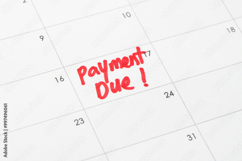 Reminder on the calendar of a due payment Reminder on the calendar of a due payment