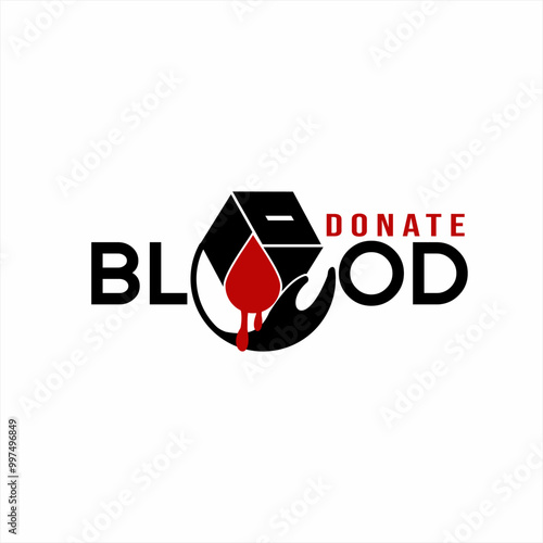 "Donate Blood" logo text design. Used for poster elements, banners on world blood charity commemoration.