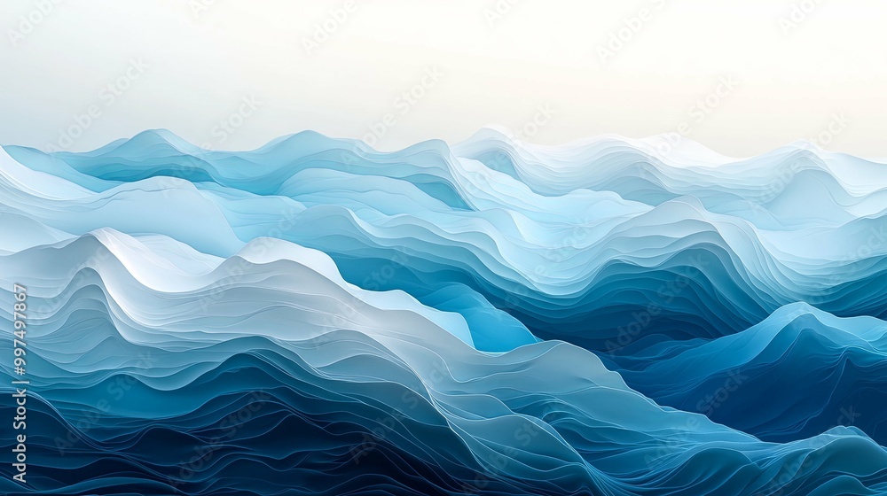 Abstract Blue and White Wavy Landscape Abstract Blue and White Wavy Landscape