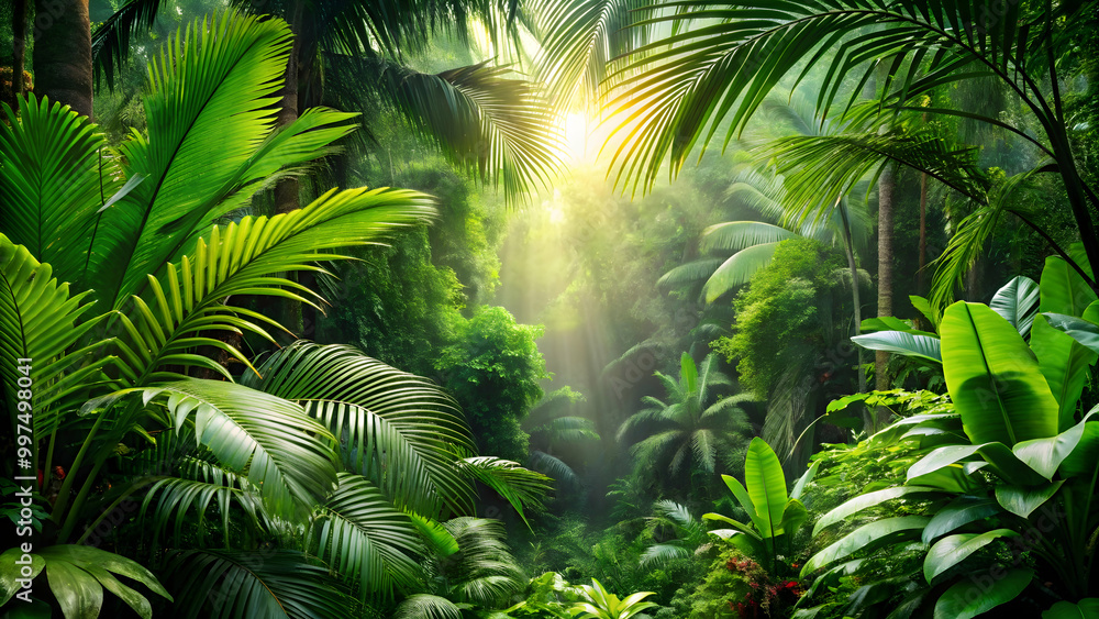 Lush green tropical jungle with vibrant fresh foliage , vibrant, green, tropical, jungle, nature, natural, background, lush Lush green tropical jungle with vibrant fresh foliage , vibrant, green, tropical, jungle, nature, natural, background, lush