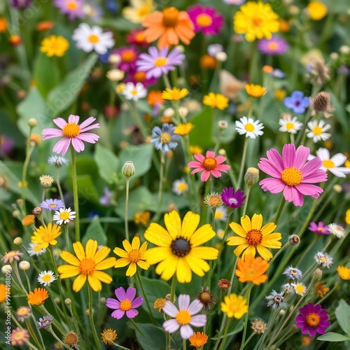 spring background with flowers red and yellow flowers field of poppies background with flowers field of yellow flowers