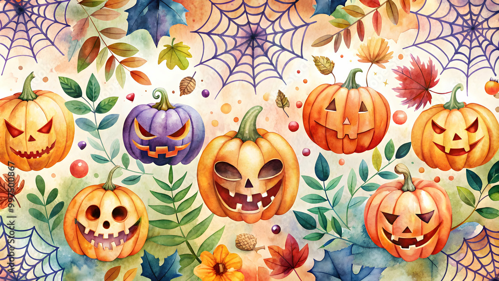 Seamless watercolor Halloween featuring beautiful and intricate designs, watercolor, Halloween, seamless, pattern,spooky, ghost Seamless watercolor Halloween featuring beautiful and intricate designs, watercolor, Halloween, seamless, pattern,spooky, ghost