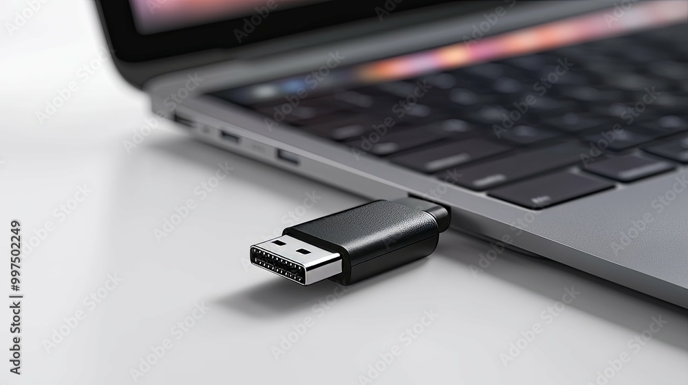Laptop with a Display Port Cable Connected Laptop with a Display Port Cable Connected