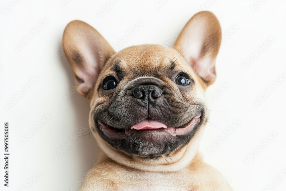 Adorable French Bulldog Puppy with Playful Grin and Expressive Eyes Adorable French Bulldog Puppy with Playful Grin and Expressive Eyes