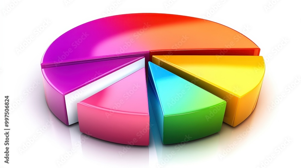 Obraz premium Colorful 3d pie chart with multiple segments on a white background