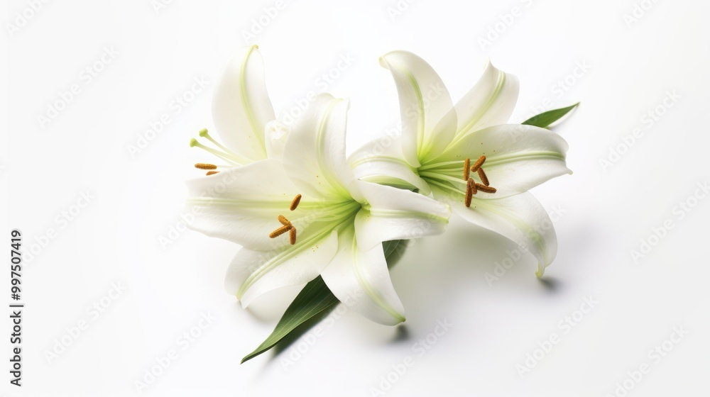 Fototapeta premium Two White Lilies on a White Background