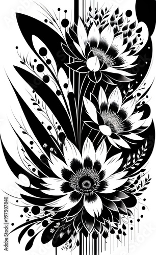 black and white floral background