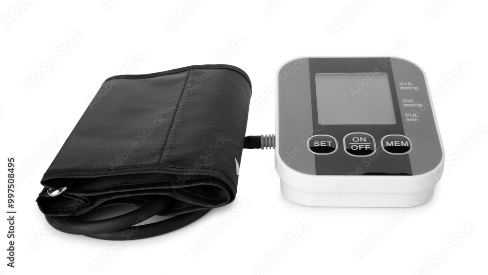 One blood pressure monitor isolated on white One blood pressure monitor isolated on white