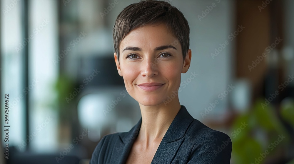 Portrait of a Confident Businesswoman with Short Hair Portrait of a Confident Businesswoman with Short Hair