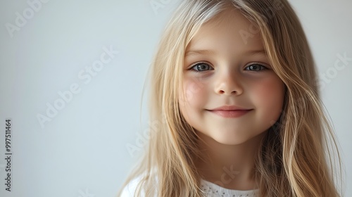 Close-up of a young girl with striking green eyes.