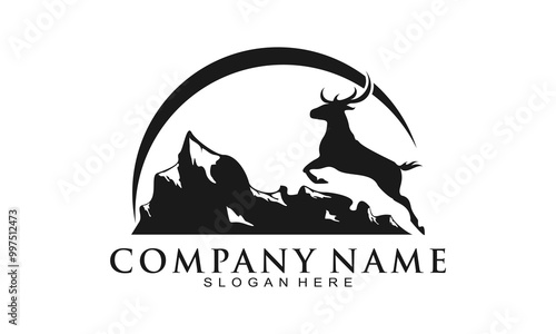 Jump deer logo design vector
