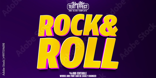 Rock and roll editable text effect, customizable music and guitar 3d font style