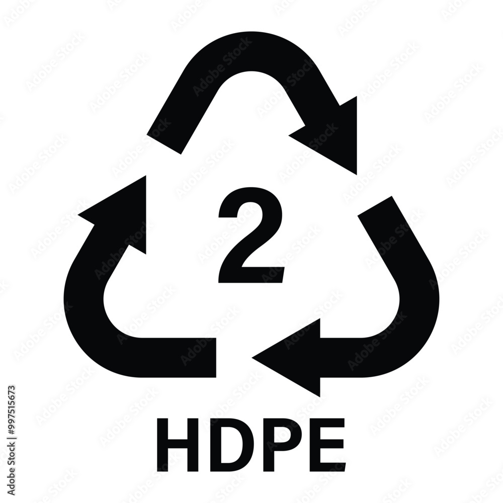 Plastic recycling symbol HDPE 2 vector icon. Plastic recycling code HDPE 2. High-density polyethylene. Identifying and promoting sustainable recycling practices. Plastic recycling symbol HDPE 2 vector icon. Plastic recycling code HDPE 2. High-density polyethylene. Identifying and promoting sustainable recycling practices.