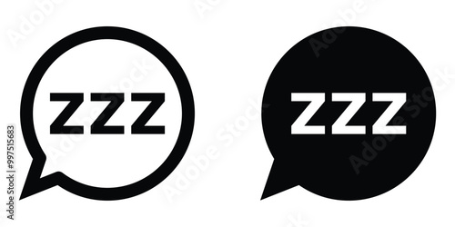 ZZZ speech bubble vector icon set. Sleep sign. Sleeping symbol. Dream, relax illustration. Night sleepy talk sound collection.