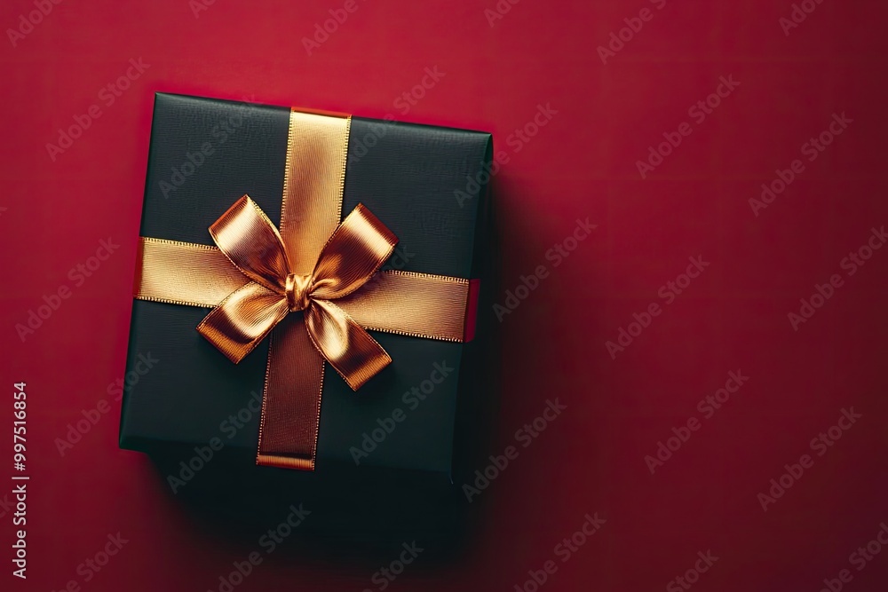 Luxurious Black Gift Box with Elegant Golden Ribbon Luxurious Black Gift Box with Elegant Golden Ribbon