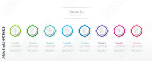 Infographic 8 options design elements for your business data. Vector Illustration.
