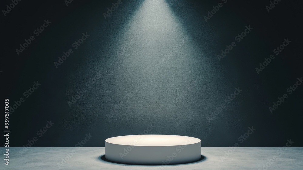 Minimalist podium under spotlight, dark background, perfect for presentations. Minimalist podium under spotlight, dark background, perfect for presentations.