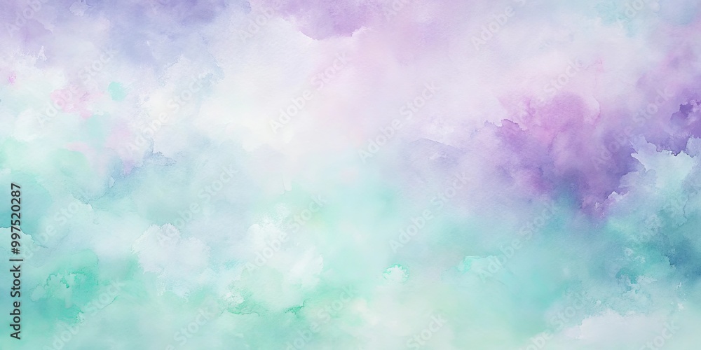 Abstract Watercolor Background with Soft Blending of Pale Lavender, Aqua, and Green Hues Abstract Watercolor Background with Soft Blending of Pale Lavender, Aqua, and Green Hues