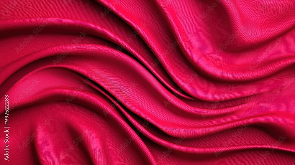 Obraz premium Textured red fabric with smooth, flowing waves, white isolate background.