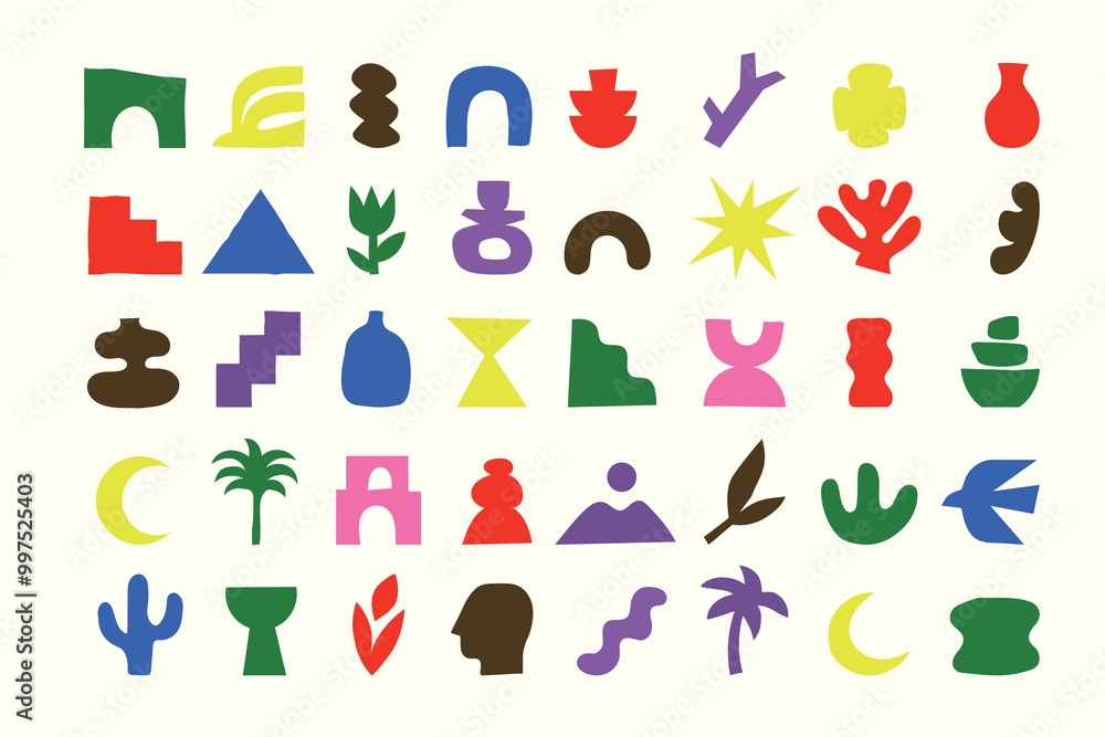 Vector set of hand-drawn various organic shapes and doodle objects Vector set of hand-drawn various organic shapes and doodle objects