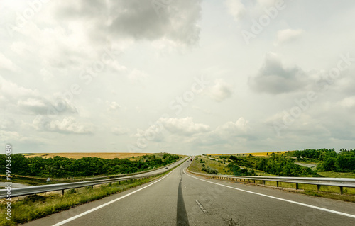 empty highway stretching into the distance for background