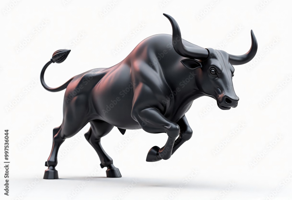 Black Bull Running D Render White Background Black Bull Running D Render White Background