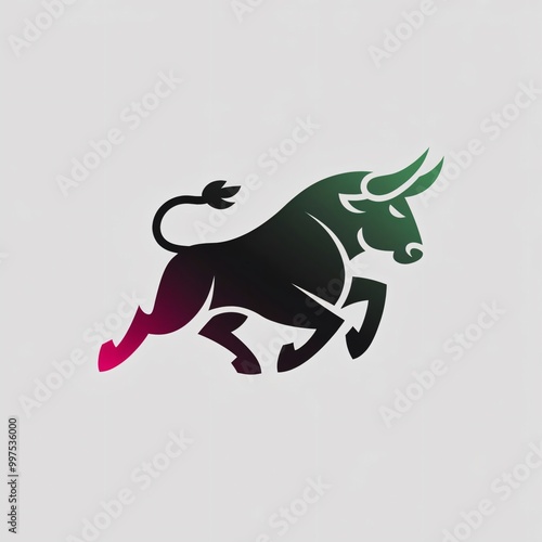 Bull Logo Design Black and Green Gradient Illustration