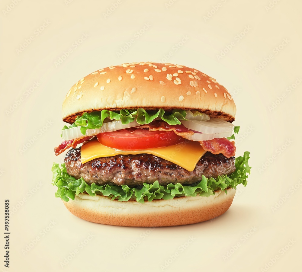 Delicious Cheeseburger with Bacon and Lettuce Delicious Cheeseburger with Bacon and Lettuce