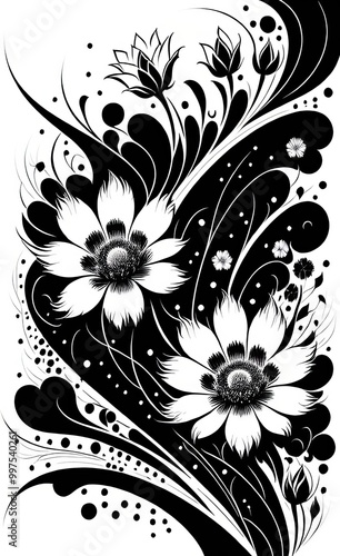 black and white floral background