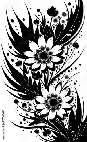 black and white floral background