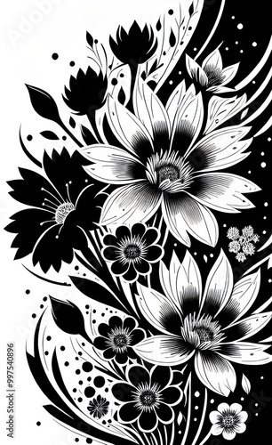 black and white floral background