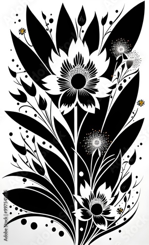black and white floral background