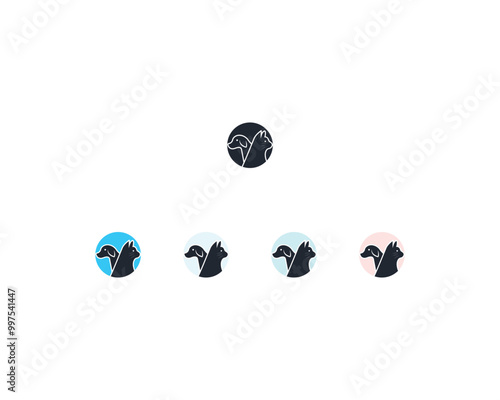 Dog and cat logo design template vector, line of pet logo design suitable for pet shop, store, cafe, business, hotel, veterinary clinic, Domestic animal vector illustration logotype, sign or symbol